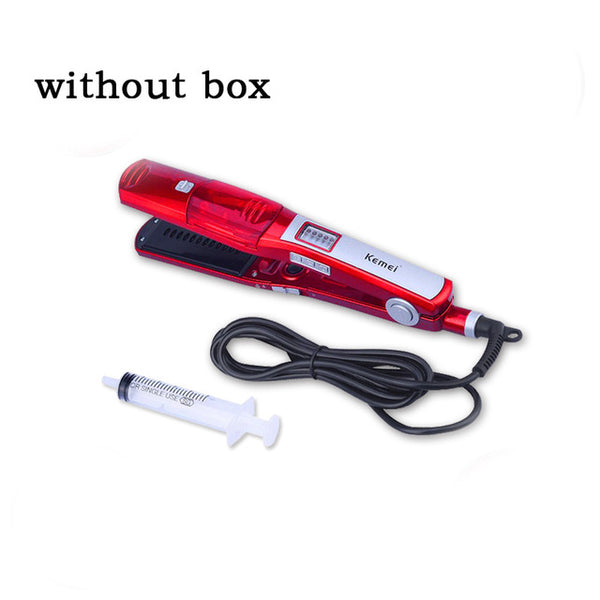 Steam hair straightener Electric flat iron steampod ceramic straightner Hair styling tools kemei straightening plate wafers 4