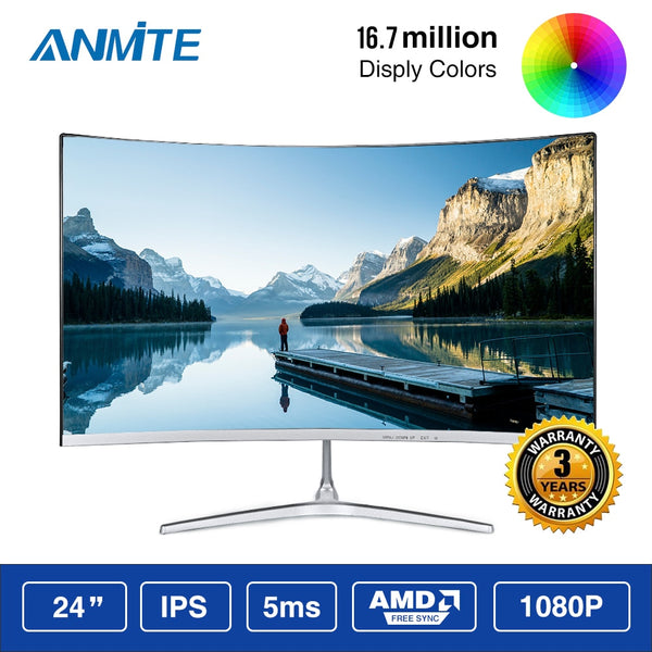 Anmite 23.8 inch  FHD Hdmi HDR Curved TFT LCD Monitor Gaming Game Competition Led Computer Display Screen HDMI/VGA