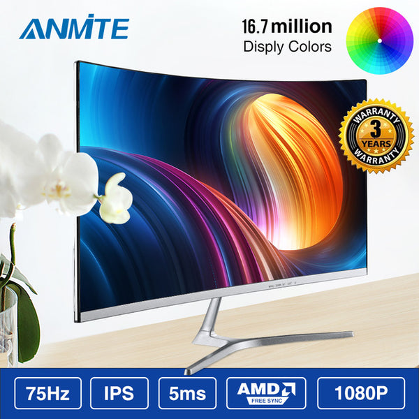 Anmite 23.8 inch  FHD Hdmi HDR Curved TFT LCD Monitor Gaming Game Competition Led Computer Display Screen HDMI/VGA