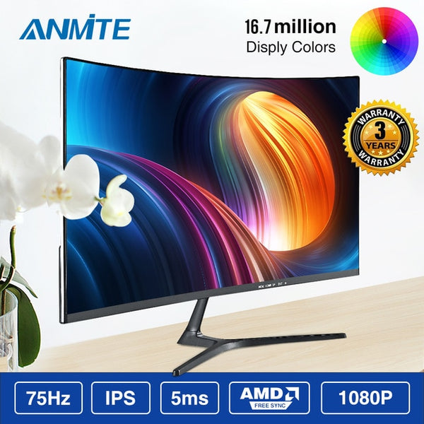 Anmite 23.8 inch  FHD Hdmi HDR Curved TFT LCD Monitor Gaming Game Competition Led Computer Display Screen HDMI/VGA