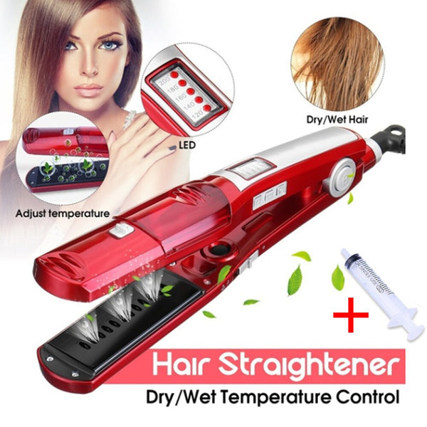 Steam hair straightener Electric flat iron steampod ceramic straightner Hair styling tools kemei straightening plate wafers 4
