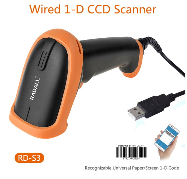 RADALL Wireless Barcode Scanner Wired bar code Scanner Automatic Scan Handheld 1D/2D QR Code Reader for Inventory POS Terminal