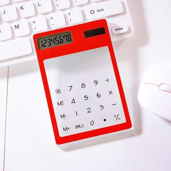 Useful LCD 8 Digit Screen Ultra slim Transparent Solar CalculatorStationery Clear Scientific Calculator Office