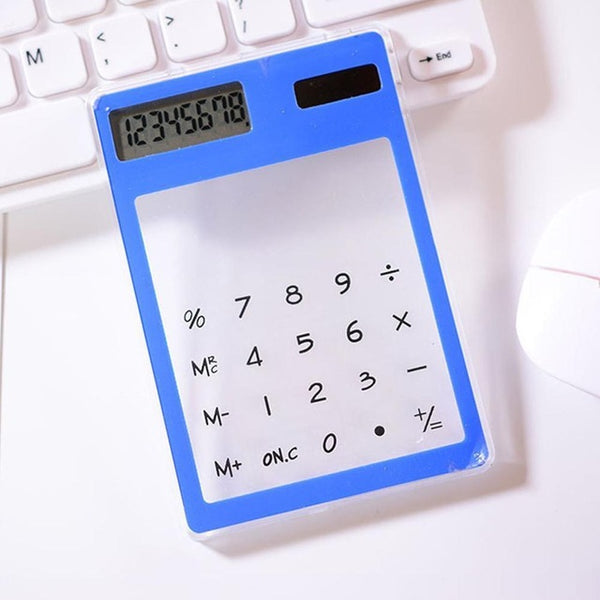 Useful LCD 8 Digit Screen Ultra slim Transparent Solar CalculatorStationery Clear Scientific Calculator Office