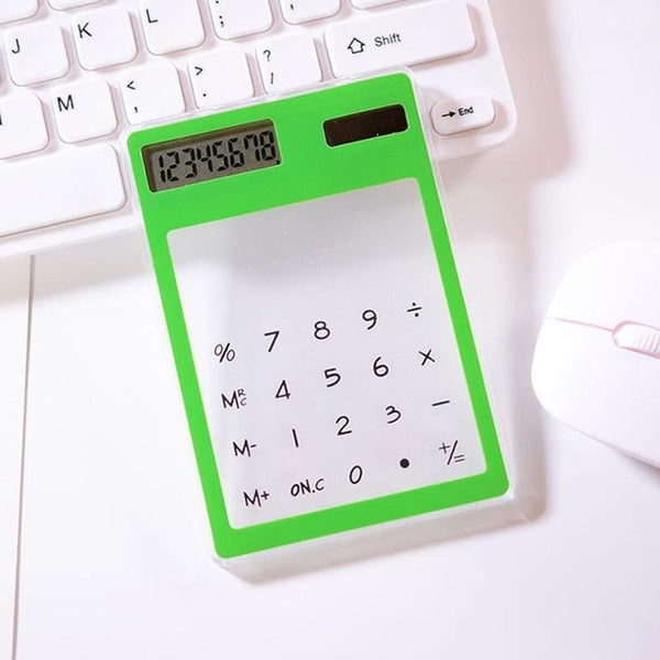 Useful LCD 8 Digit Screen Ultra slim Transparent Solar CalculatorStationery Clear Scientific Calculator Office