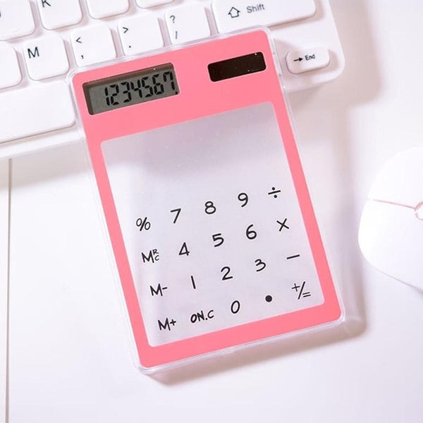 Useful LCD 8 Digit Screen Ultra slim Transparent Solar CalculatorStationery Clear Scientific Calculator Office