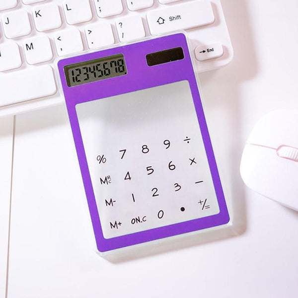 Useful LCD 8 Digit Screen Ultra slim Transparent Solar CalculatorStationery Clear Scientific Calculator Office
