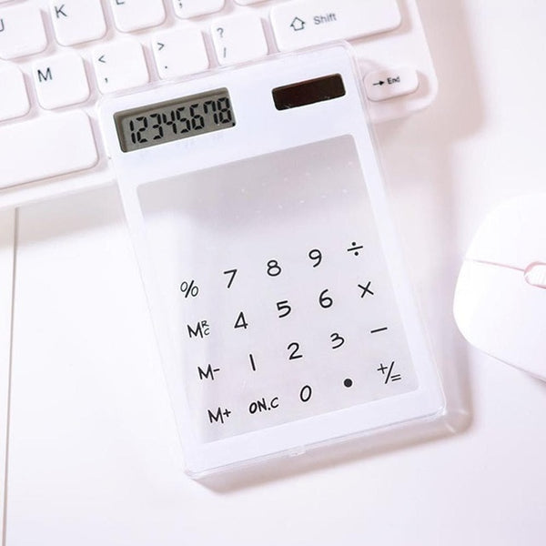 Useful LCD 8 Digit Screen Ultra slim Transparent Solar CalculatorStationery Clear Scientific Calculator Office