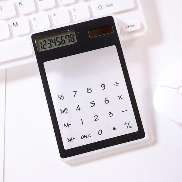 Useful LCD 8 Digit Screen Ultra slim Transparent Solar CalculatorStationery Clear Scientific Calculator Office