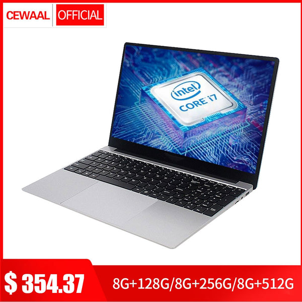 15.6 inch Intel Core 7Gen i7 Laptop 8GB RAM 512GB SSD Windows 10 Metal Notebook 2.4G/5G Dual WiFi Laptop Accessories HDMI USB