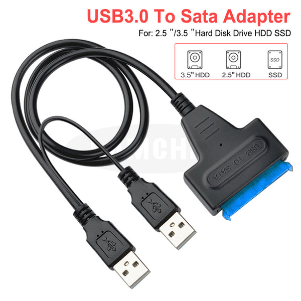 USB To Sata Adapter Sata USB 3.0 Adapter Sata Cable Suport 2.5inch or 3.5 Inch External SSD HDD Hard Drive Dual USB Sata Cable