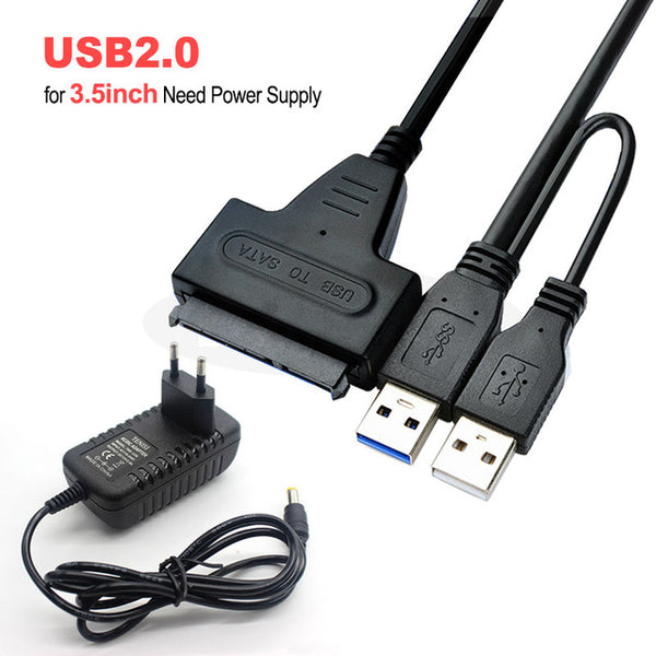 USB To Sata Adapter Sata USB 3.0 Adapter Sata Cable Suport 2.5inch or 3.5 Inch External SSD HDD Hard Drive Dual USB Sata Cable