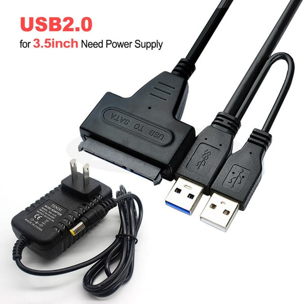 USB To Sata Adapter Sata USB 3.0 Adapter Sata Cable Suport 2.5inch or 3.5 Inch External SSD HDD Hard Drive Dual USB Sata Cable