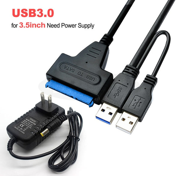 USB To Sata Adapter Sata USB 3.0 Adapter Sata Cable Suport 2.5inch or 3.5 Inch External SSD HDD Hard Drive Dual USB Sata Cable