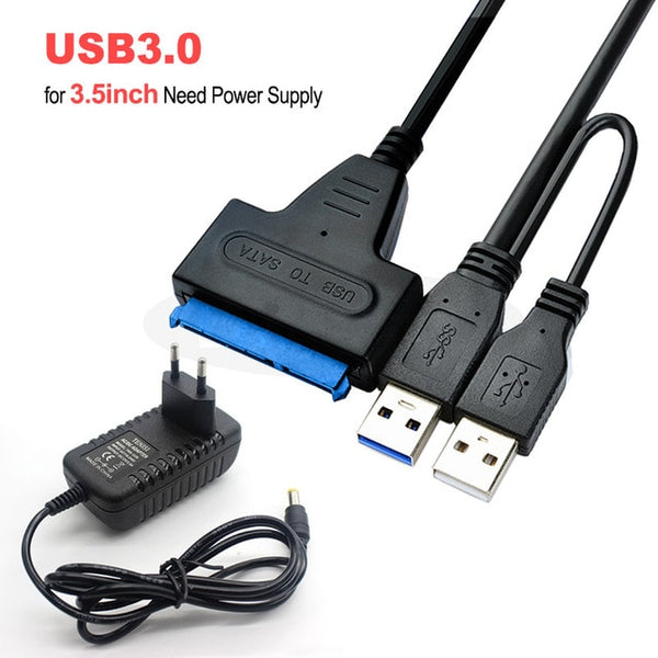 USB To Sata Adapter Sata USB 3.0 Adapter Sata Cable Suport 2.5inch or 3.5 Inch External SSD HDD Hard Drive Dual USB Sata Cable