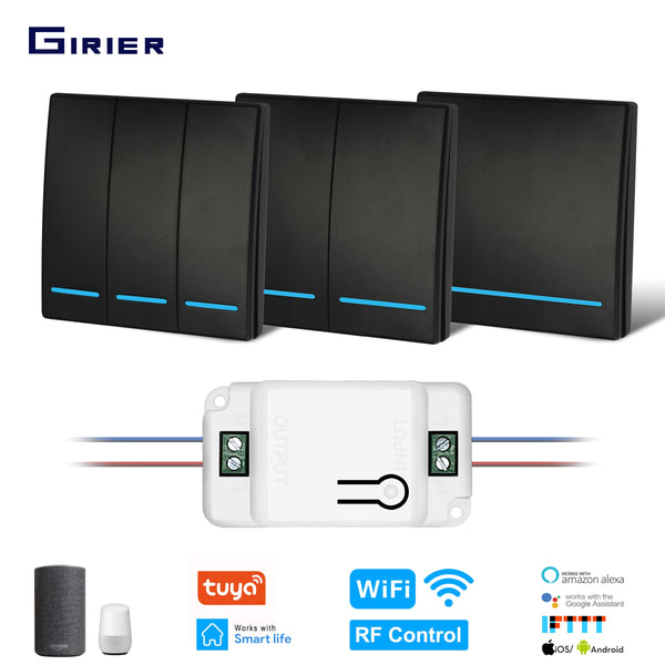 Smart Wifi Light Switch 433MHz RF Wall Switch Tuya/Smart Life App Wireless Smart DIY Breaker Module Works with Alexa Google Home
