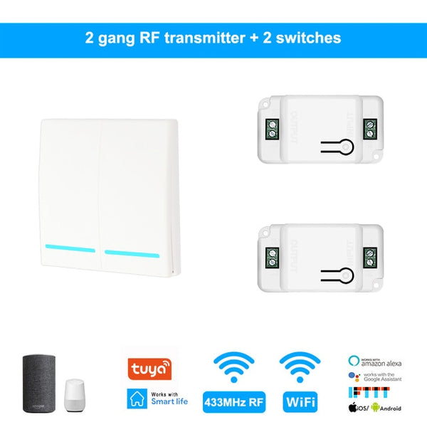 Smart Wifi Light Switch 433MHz RF Wall Switch Tuya/Smart Life App Wireless Smart DIY Breaker Module Works with Alexa Google Home
