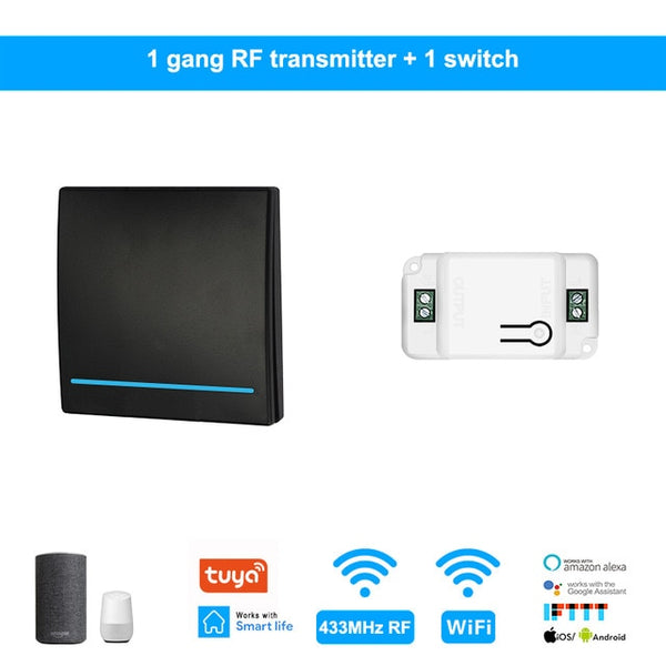 Smart Wifi Light Switch 433MHz RF Wall Switch Tuya/Smart Life App Wireless Smart DIY Breaker Module Works with Alexa Google Home