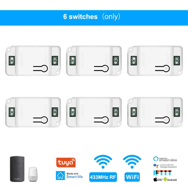Smart Wifi Light Switch 433MHz RF Wall Switch Tuya/Smart Life App Wireless Smart DIY Breaker Module Works with Alexa Google Home