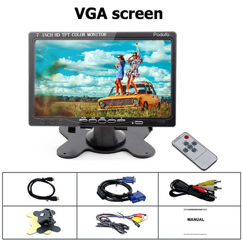 Podofo Mini Computer Monitor 7" LCD Screen Car Rear View Monitor With HDMI/ VGA/Video/Audio Auto Parking Backup Reverse Monitor