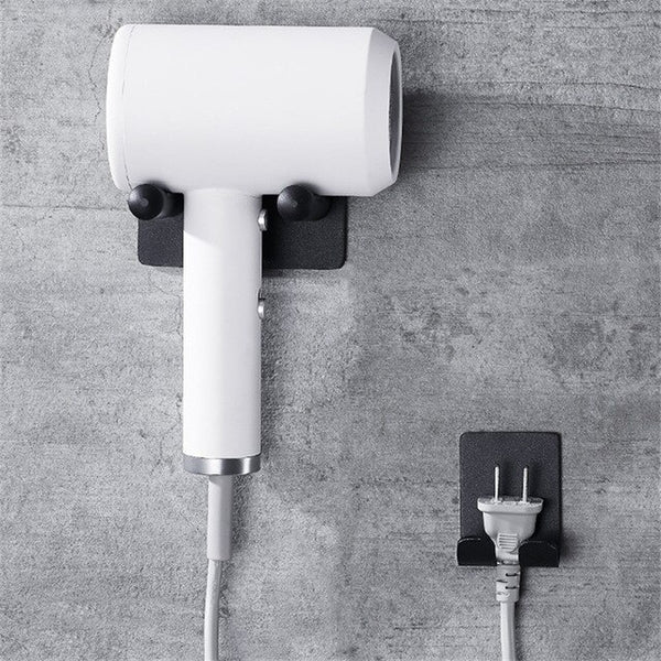 New Style Wall Mounted Bathroom Hair Dryer Holder with Socket Holder Space Aluminum Wall Hanging Rack for Bathroom Appliance