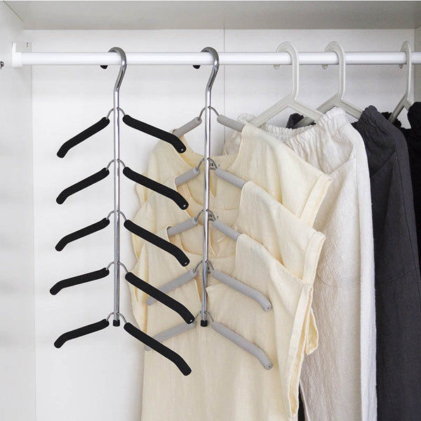 Household Storage Collection Appliances Sponge Multilayer Non-slip Hangers Stainless Steel Clothing Hanging For Bedroom