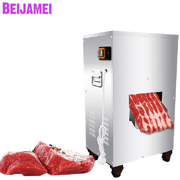 BEIJAMEI 2020 Powerful 2200W 300KG/H meat cutting machine commercial vertical meat slicer cutter machine price