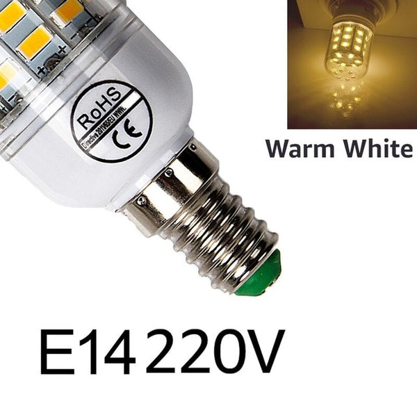 E27 LED Lamp E14 LED Bulb SMD5730 220V Corn Bulb 24 36 48 56 69 72LEDs Chandelier Candle LED Light For Home Decoration Ampoule