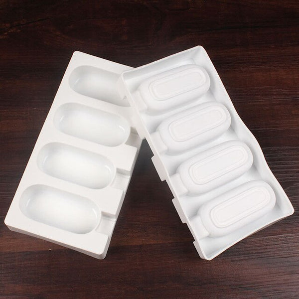 4 Cell Silicone Frozen Ice Cream Mold Juice Popsicle Maker Children Pop Mould Lolly Tray Kitchen Tools + 24 Wooden Sticks